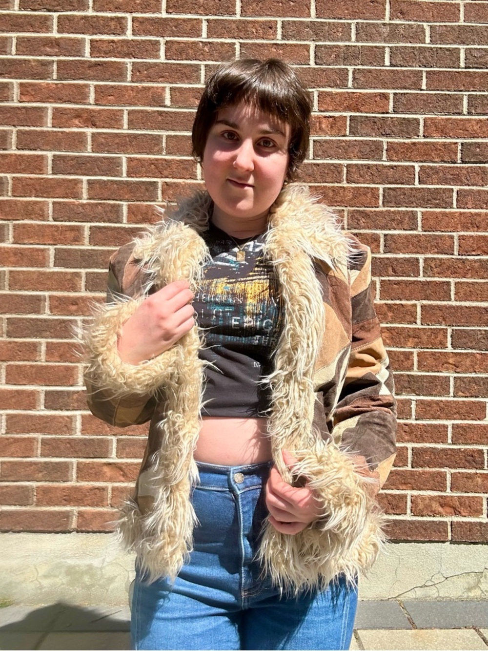 Y2K patchwork suede afghan jacket - Picture 3 of 15